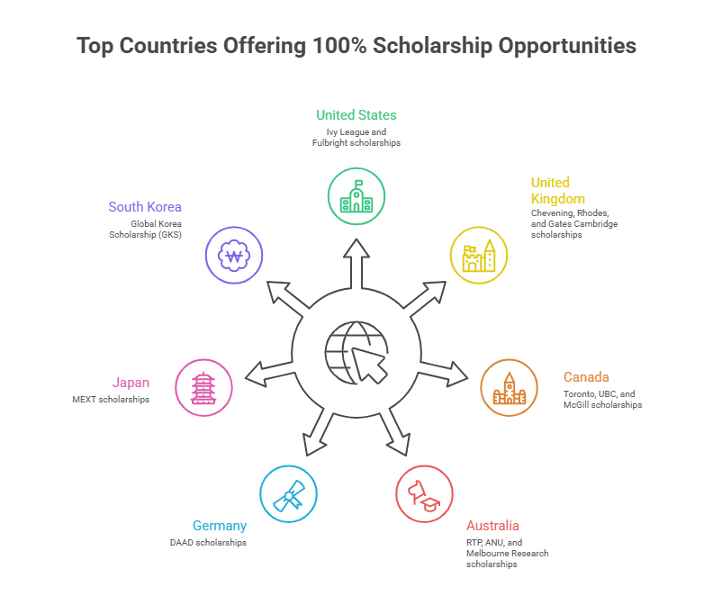 List of Countries Offering 100% Scholarships to Study Abroad for International Students